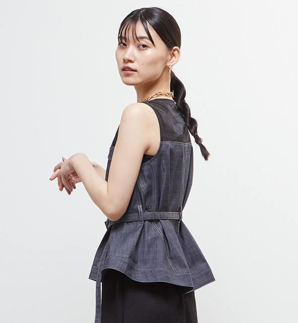 Soffitto「異素材使いノースリブラウス」|シャツ・ブラウス|