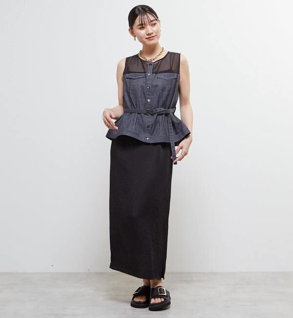 Soffitto「異素材使いノースリブラウス」|シャツ・ブラウス|