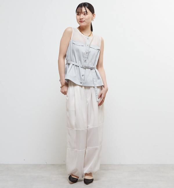 Soffitto「異素材使いノースリブラウス」|シャツ・ブラウス|