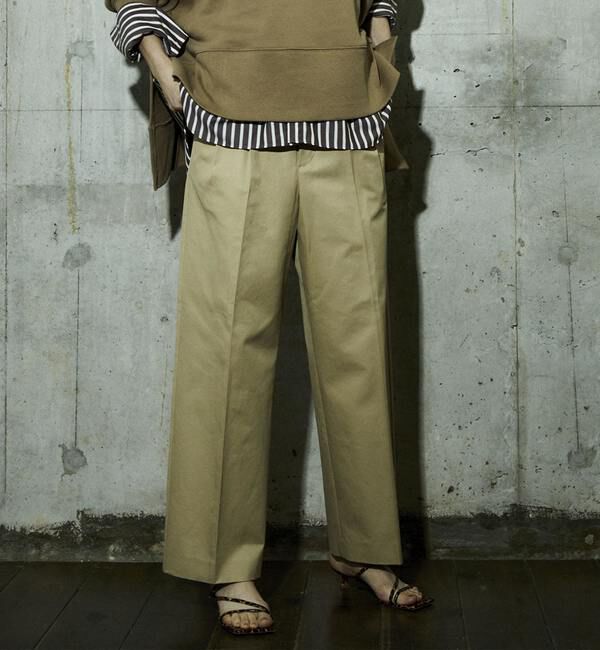 A_「【THE FLATS（ザ フラッツ）】フロントタックストレートパンツ」|その他|ベージュ