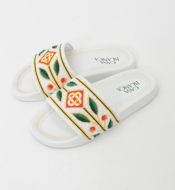 SOFFITTO「【Casablanca/カサブランカ】Embroidered Slider」|サンダル|ホワイト