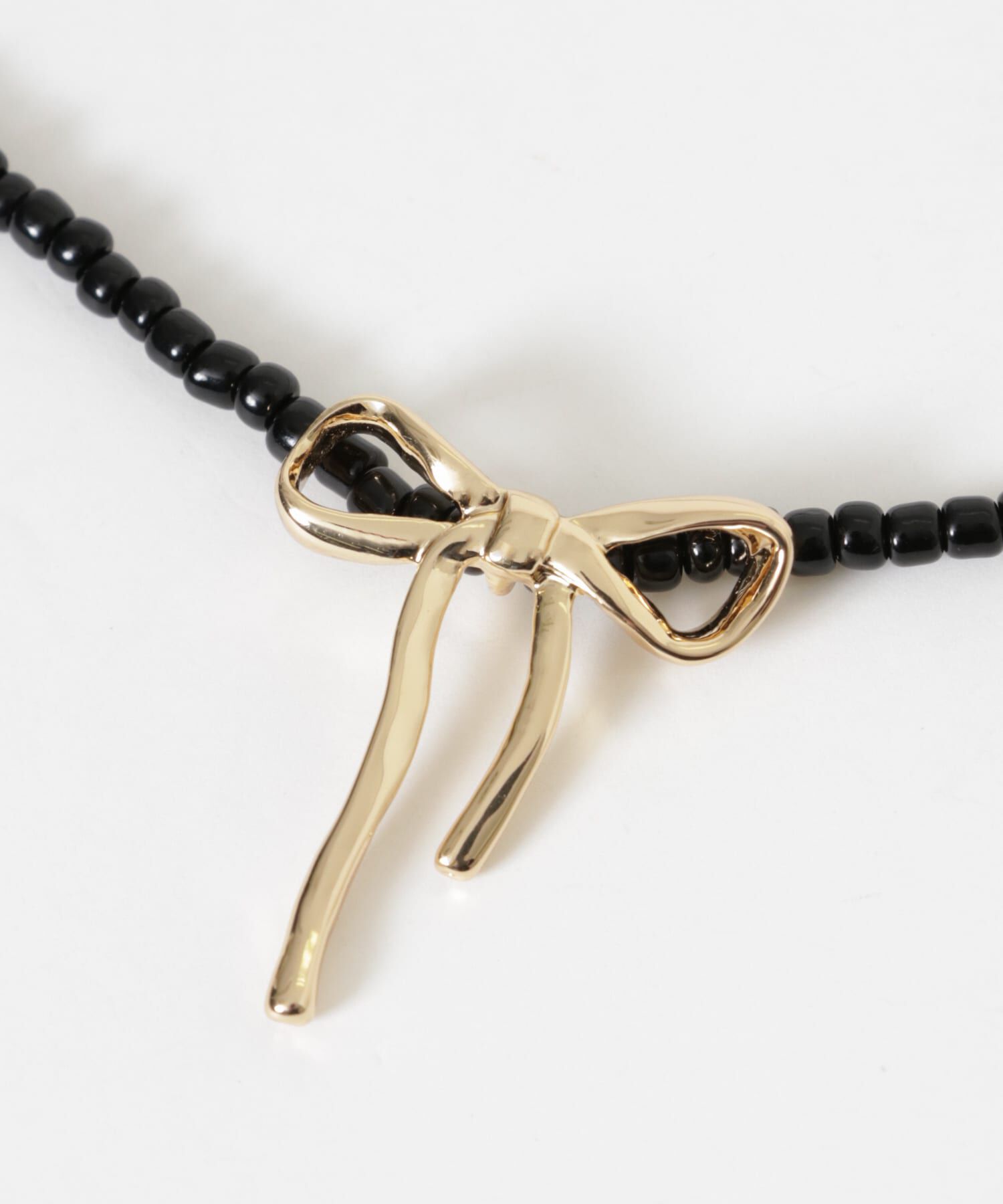 SMELLY「ビーズメタルリボントップネックレス」|ネックレス|