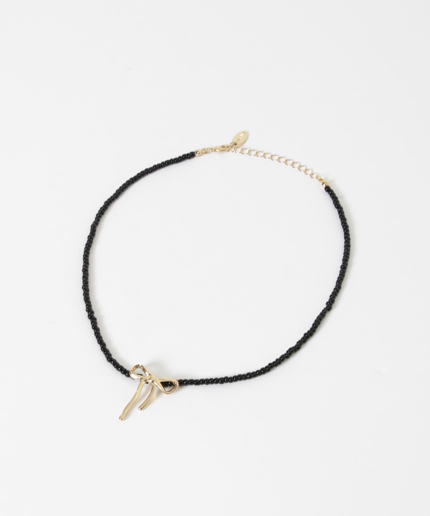 SMELLY「ビーズメタルリボントップネックレス」|ネックレス|