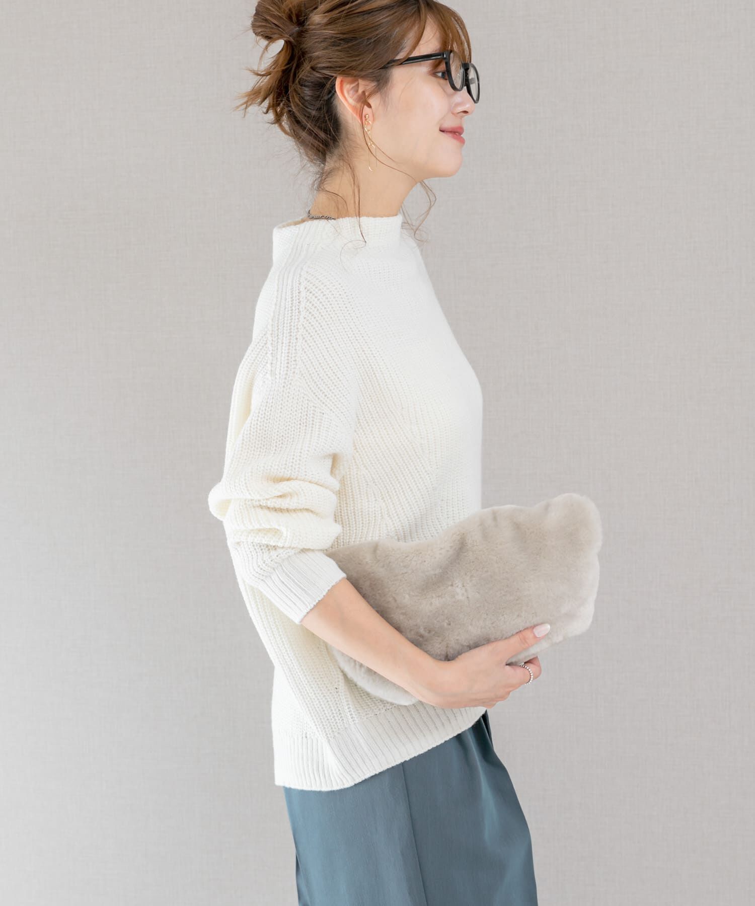 URBAN RESEARCH ROSSO「ボートネックバックスリット畦ニット」|ニット・セーター|