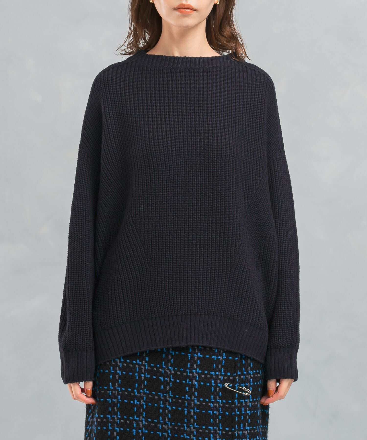 URBAN RESEARCH ROSSO「ボートネックバックスリット畦ニット」|ニット・セーター|