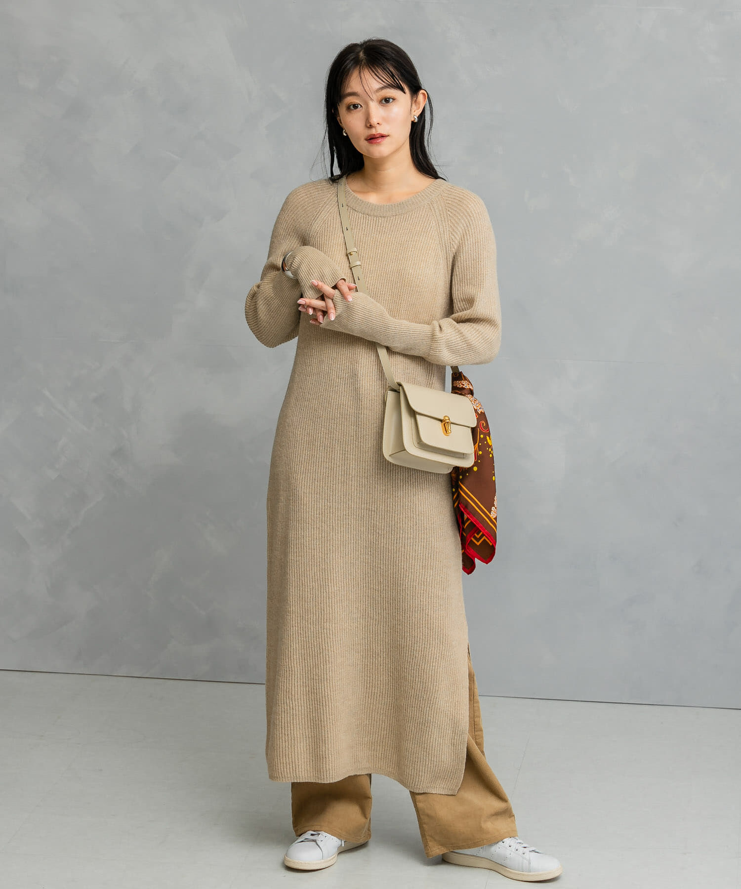 URBAN RESEARCH ROSSO「ヤク混サイドスリット畦ニットワンピース」|ワンピース|