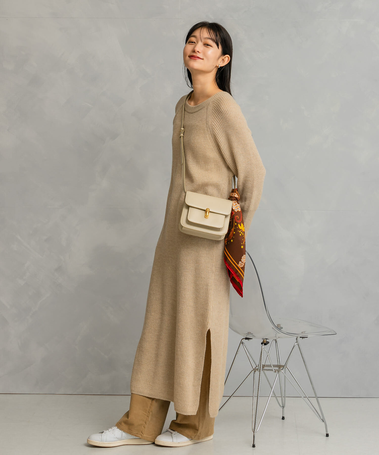 URBAN RESEARCH ROSSO「ヤク混サイドスリット畦ニットワンピース」|ワンピース|