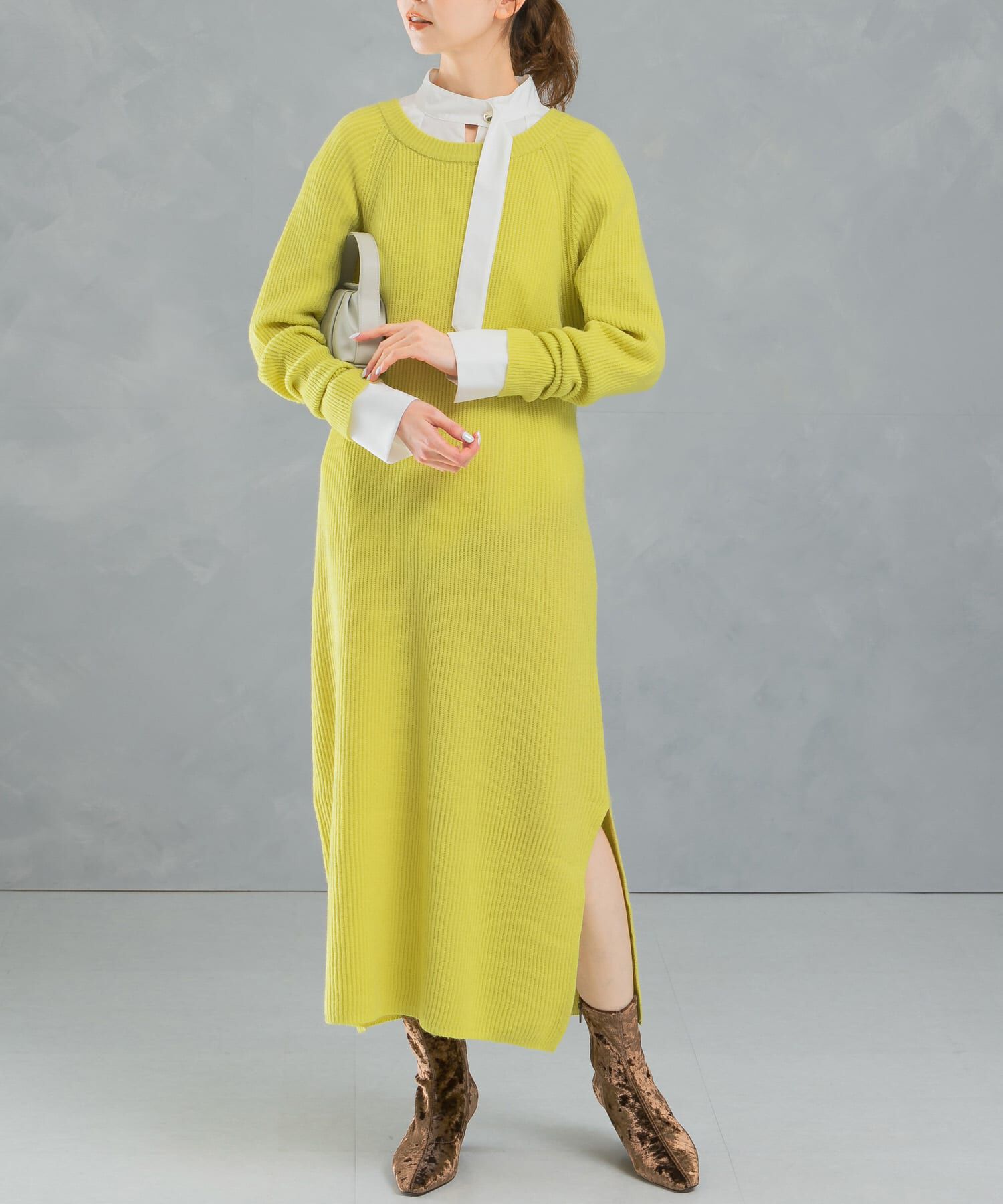 URBAN RESEARCH ROSSO「ヤク混サイドスリット畦ニットワンピース」|ワンピース|