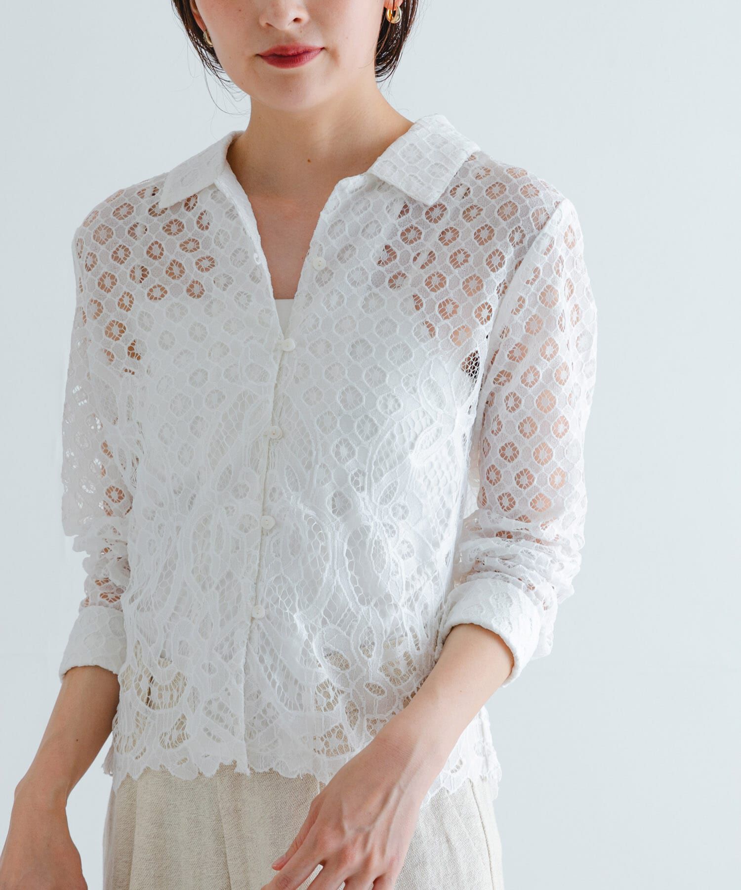 URBAN RESEARCH「インドレースオープンカラーシャツ」|シャツ・ブラウス|