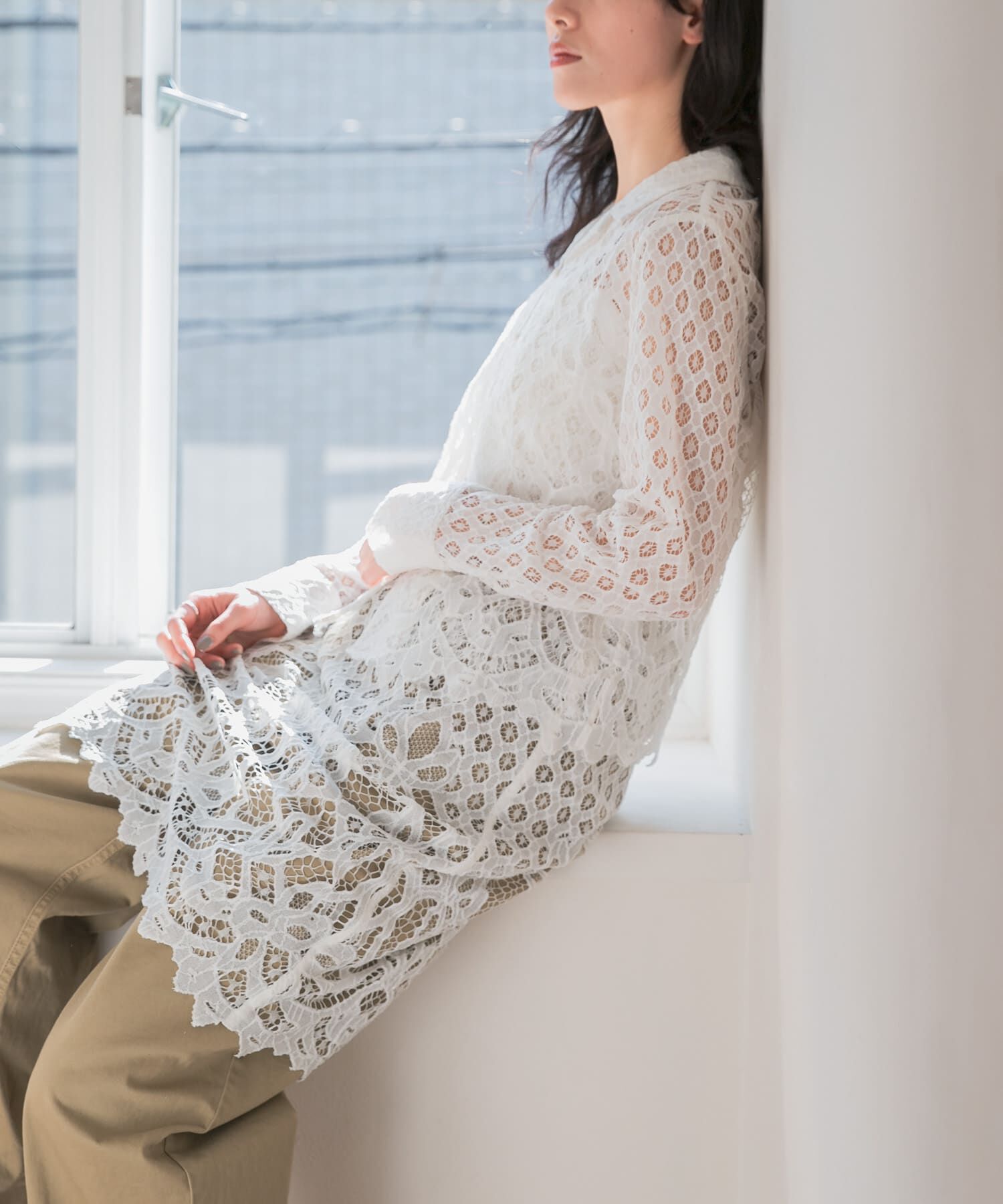 URBAN RESEARCH「インドレースオープンカラーシャツ」|シャツ・ブラウス|