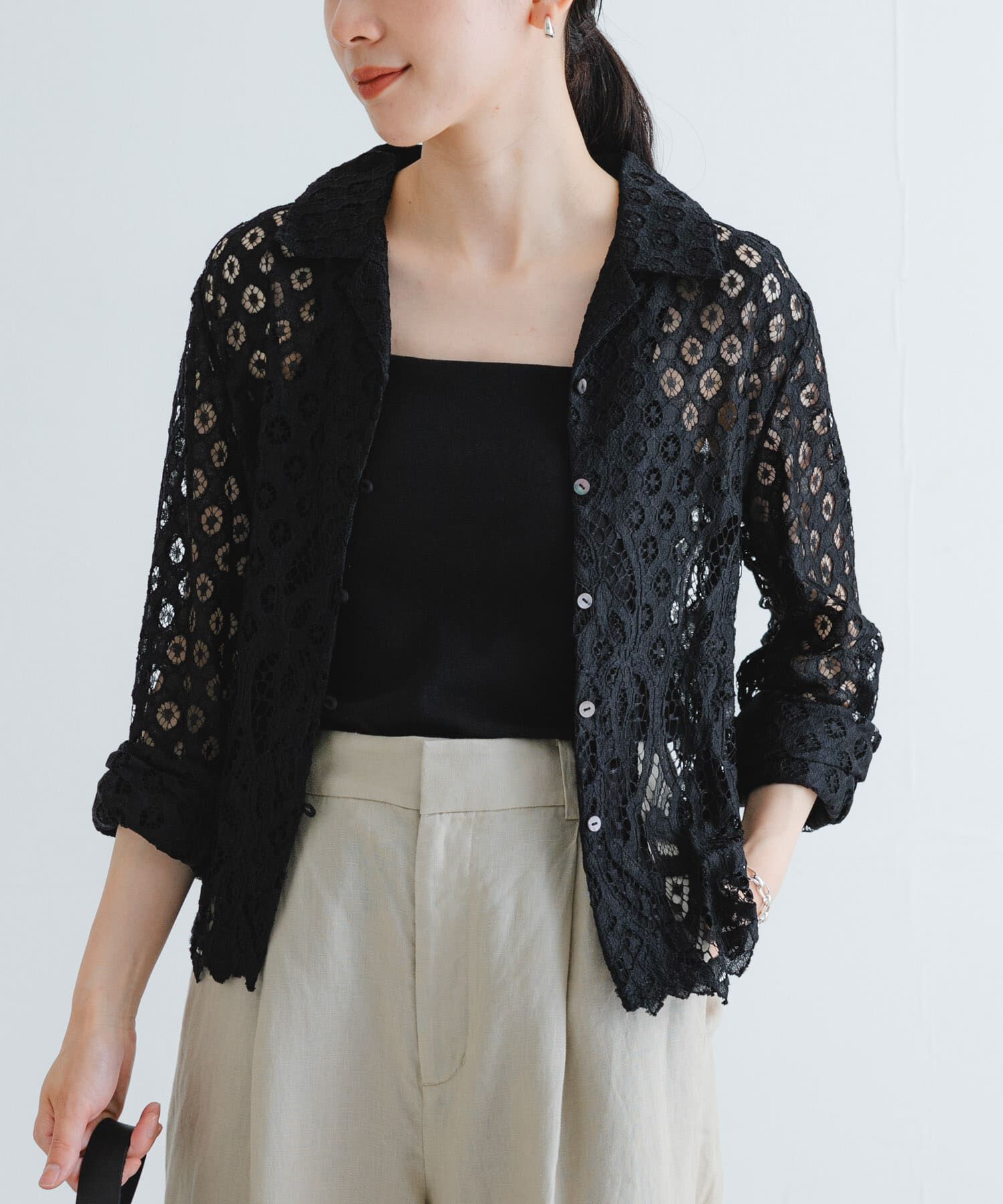 URBAN RESEARCH「インドレースオープンカラーシャツ」|シャツ・ブラウス|