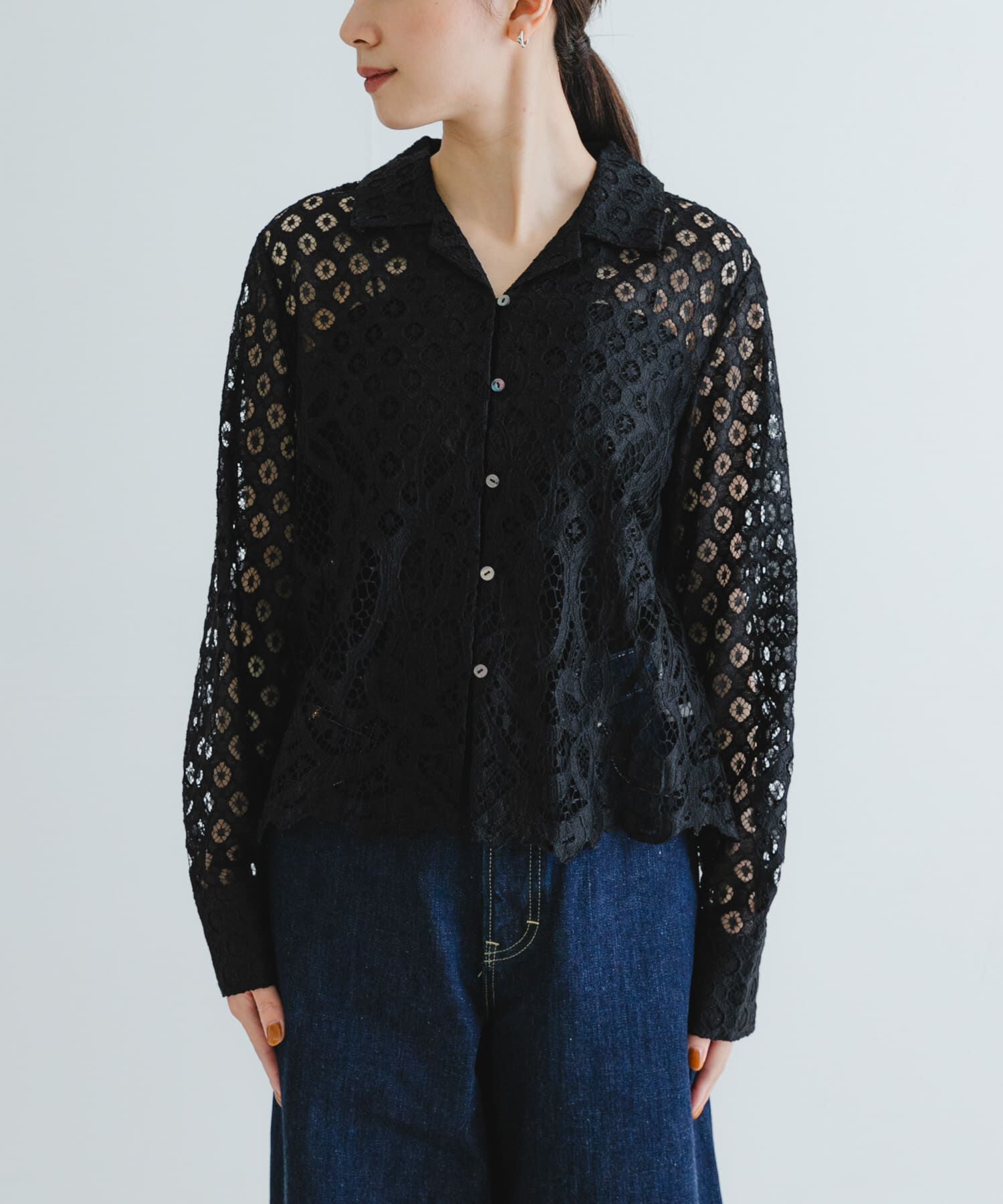 URBAN RESEARCH「インドレースオープンカラーシャツ」|シャツ・ブラウス|