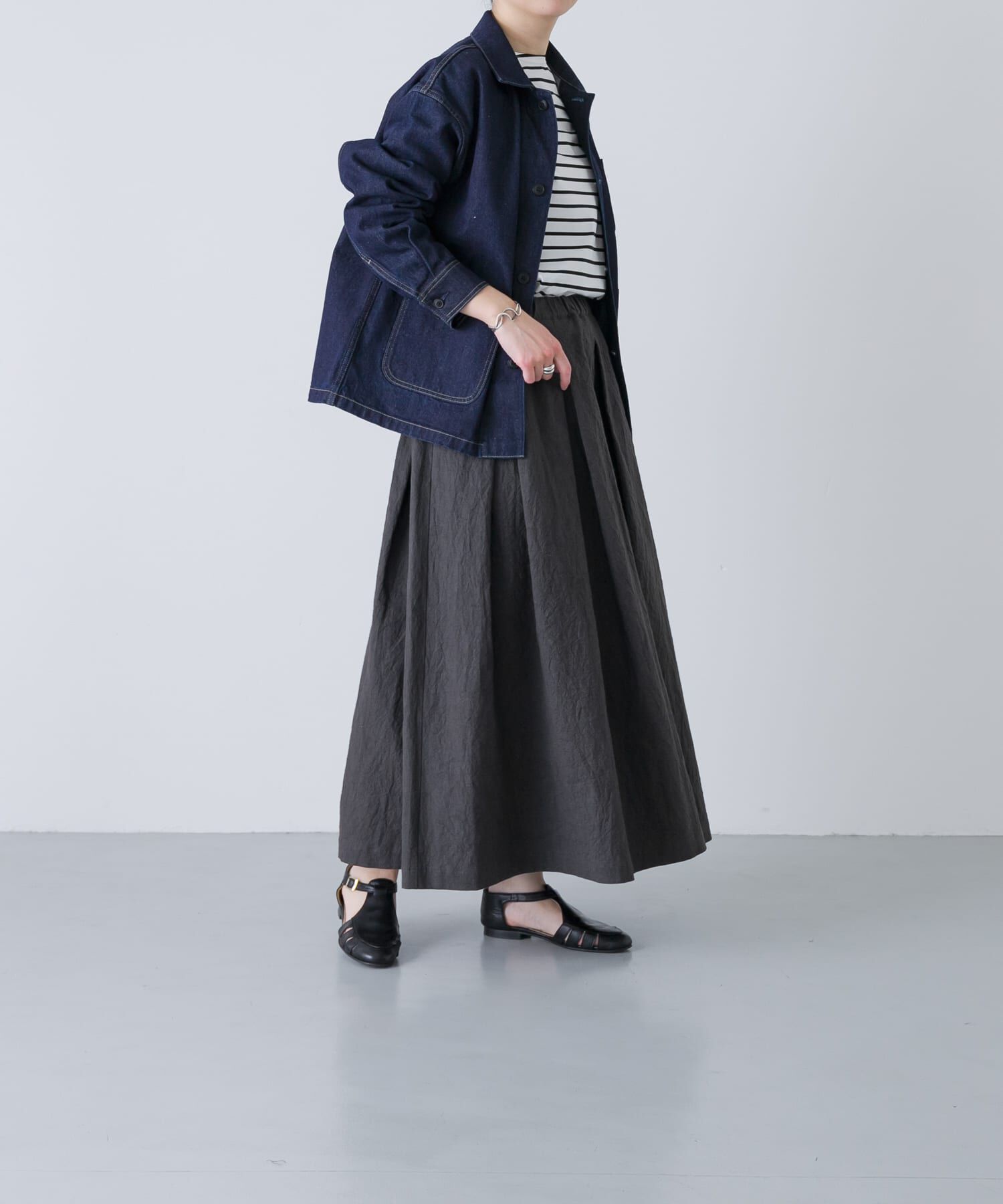 かぐれ「リネンコットンタックスカート」|スカート|