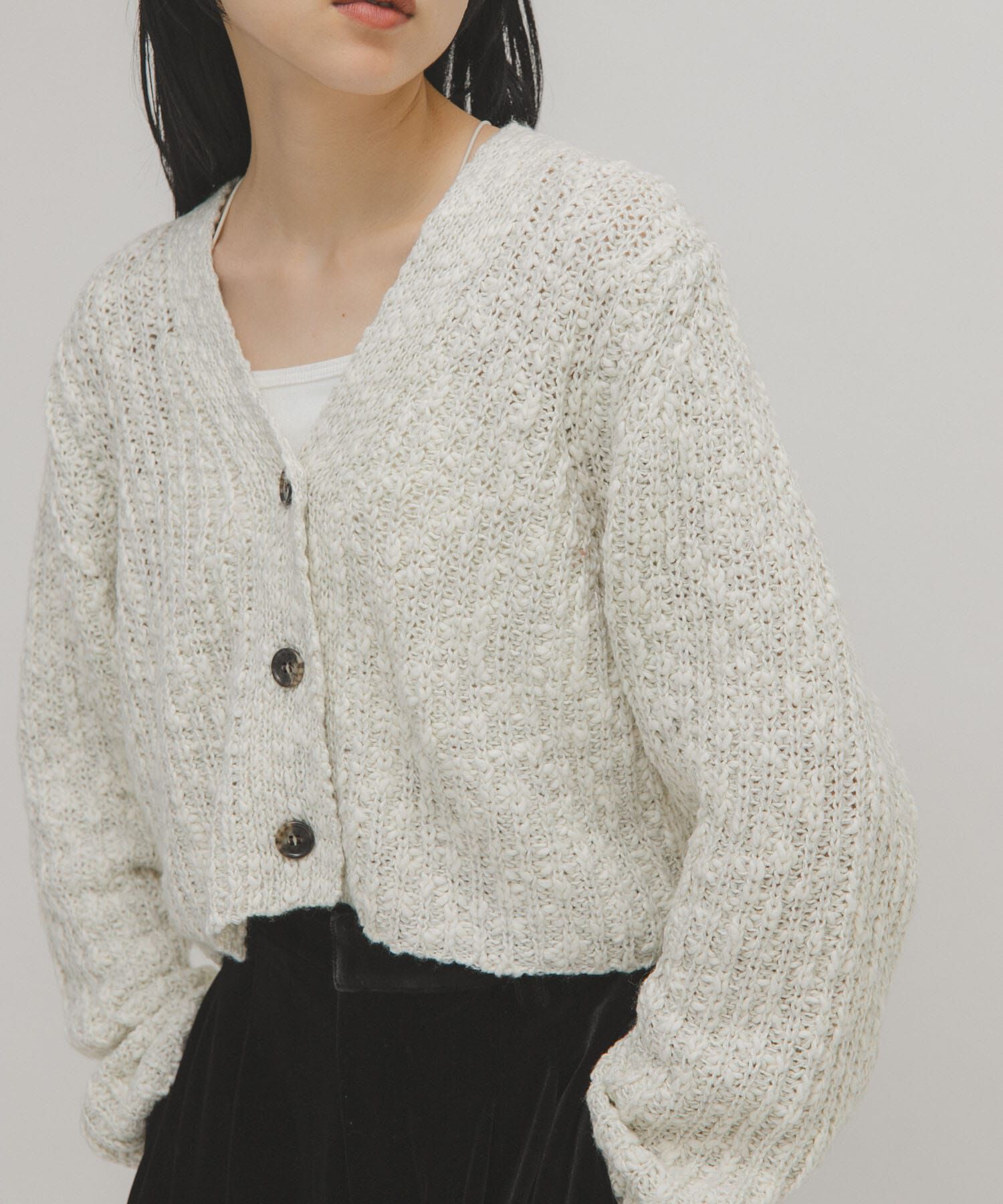  「スラブMIXショートカーディガン」|ニット・セーター|