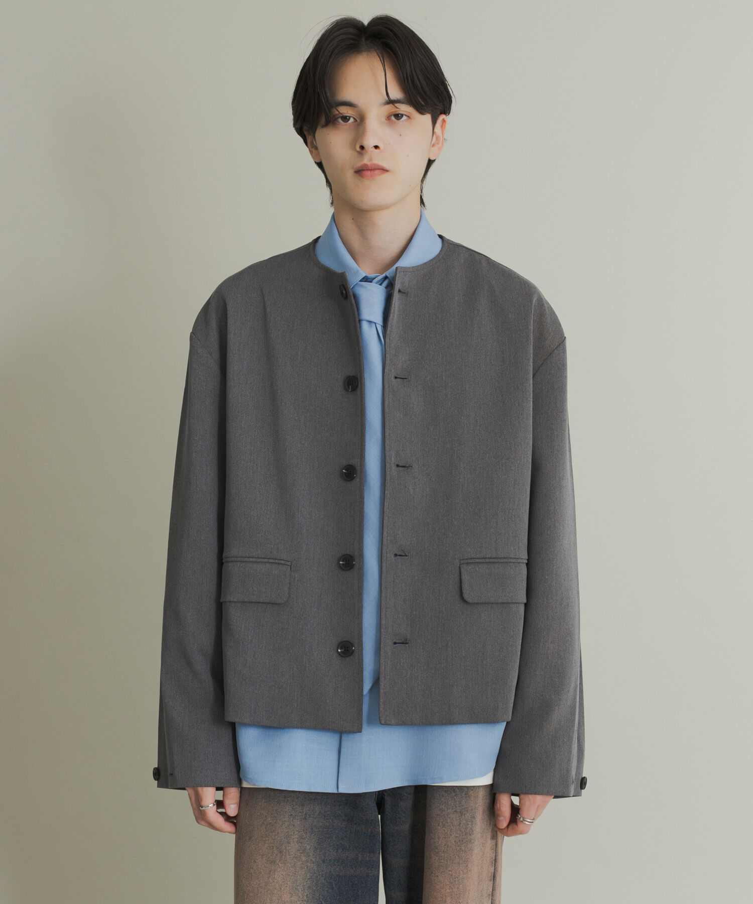 SENSE OF PLACE by URBAN RESEARCH「コンフォートクルーネックジャケット」|ノーカラーコート|