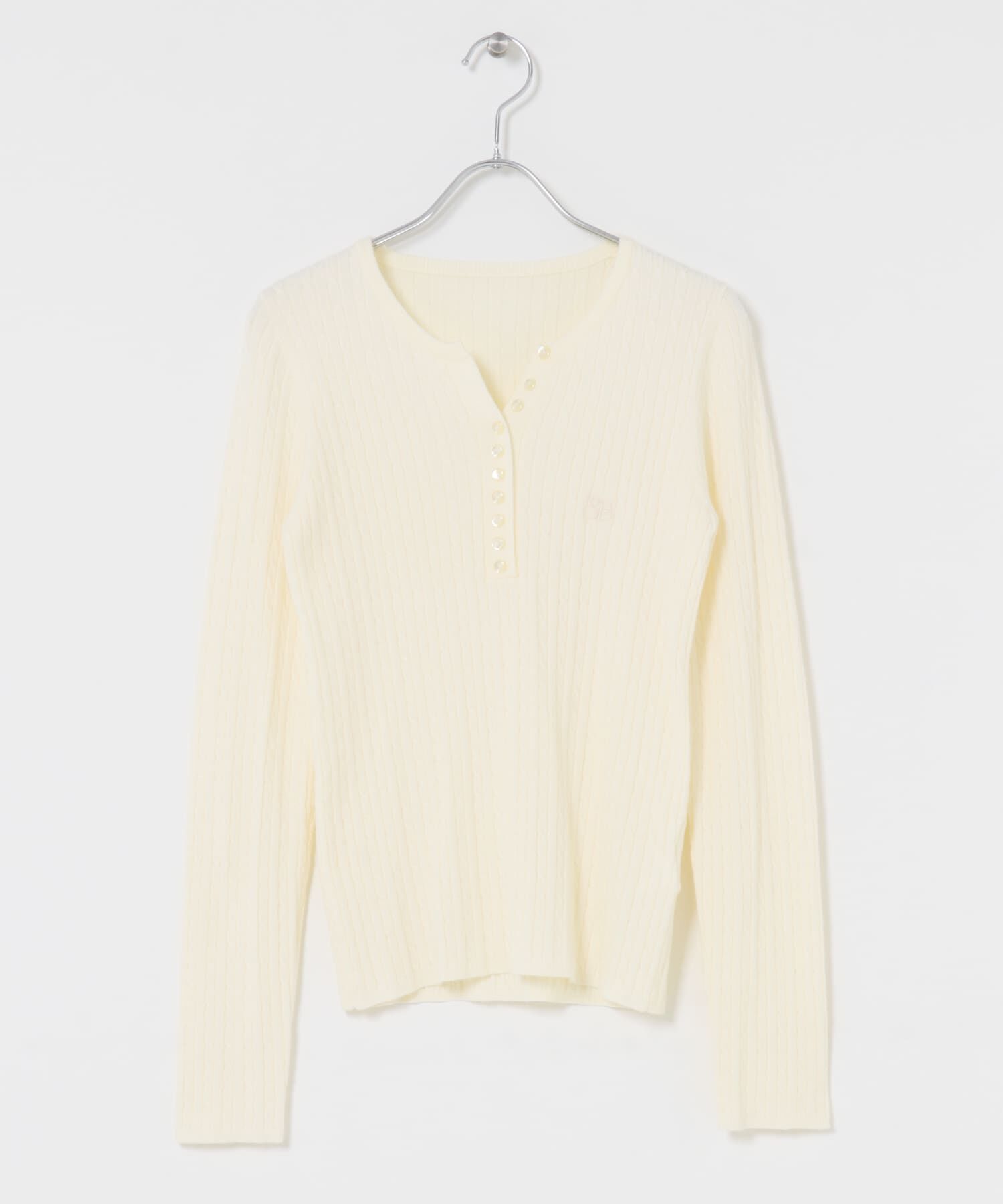 SENSE OF PLACE by URBAN RESEARCH「『洗濯可』シシュウヘンリーネックミニケーブルセーター」|ニット・セーター|