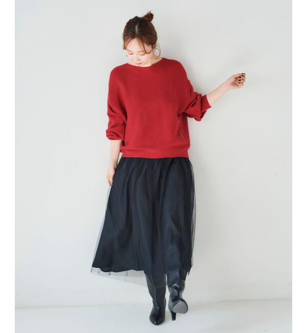 le.coeur blanc「《手洗い可能》横リブボートネックニット」|ニット・セーター|