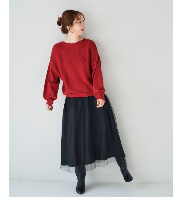 le.coeur blanc「《手洗い可能》横リブボートネックニット」|ニット・セーター|