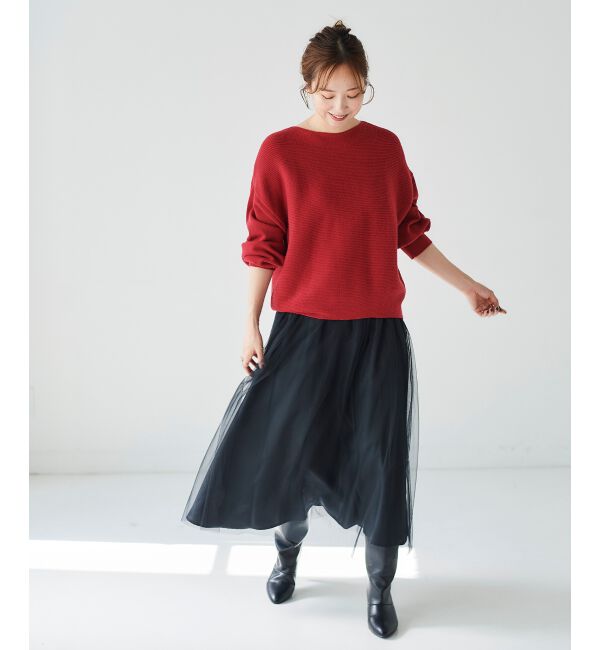 le.coeur blanc「《手洗い可能》横リブボートネックニット」|ニット・セーター|