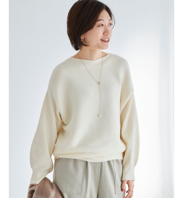 le.coeur blanc「《手洗い可能》横リブボートネックニット」|ニット・セーター|