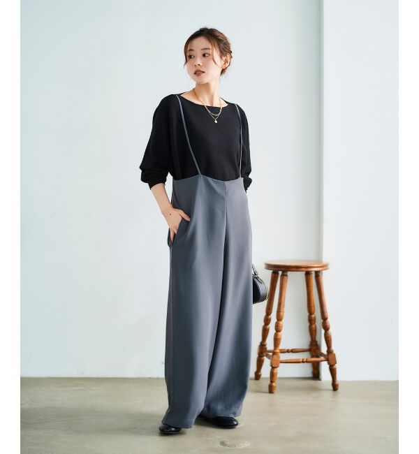 le.coeur blanc「《WEB限定アイテム》ハイウエストワイドキャミサロペット」|その他|グレー