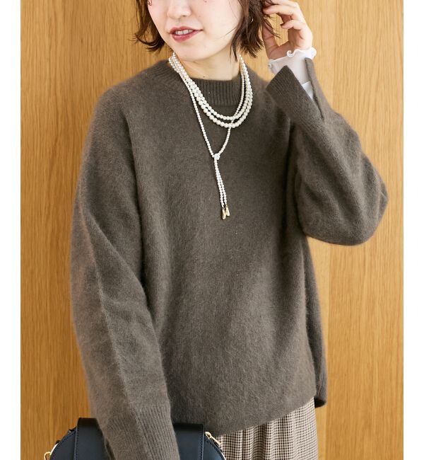  「モックネックチャイニーズラクーンプルオーバー」|ニット・セーター|ブラウン