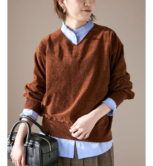  「モールヤーンVネックプルオーバー」|ニット・セーター|