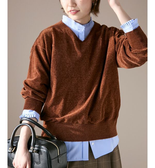  「モールヤーンVネックプルオーバー」|ニット・セーター|