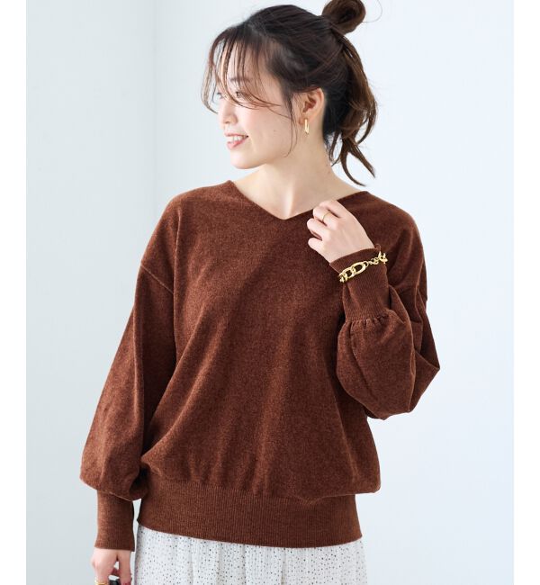  「モールヤーンVネックプルオーバー」|ニット・セーター|