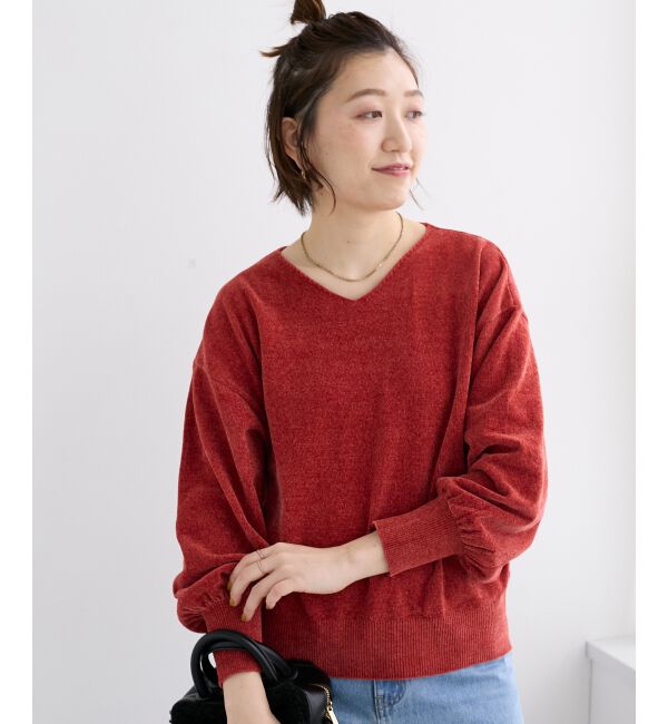  「モールヤーンVネックプルオーバー」|ニット・セーター|