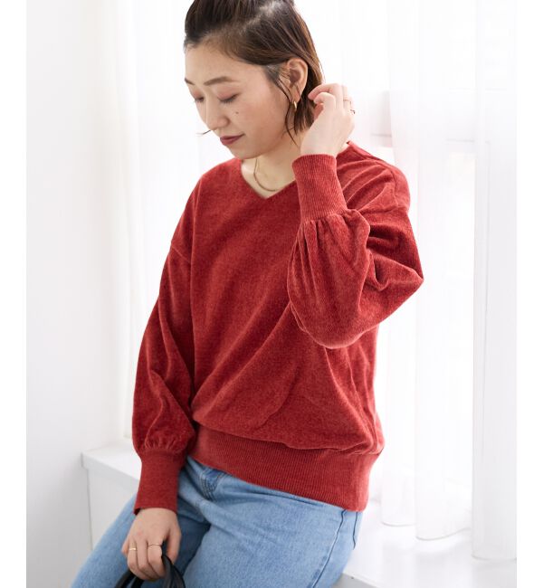  「モールヤーンVネックプルオーバー」|ニット・セーター|