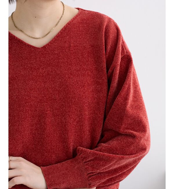  「モールヤーンVネックプルオーバー」|ニット・セーター|