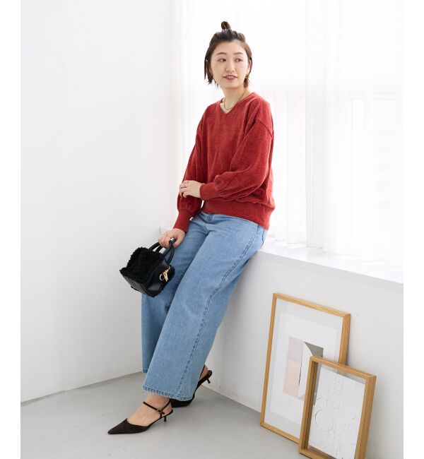  「モールヤーンVネックプルオーバー」|ニット・セーター|