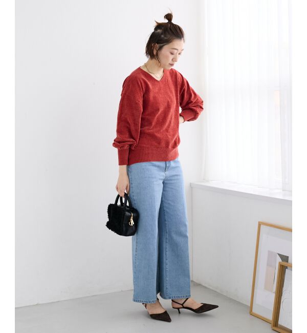  「モールヤーンVネックプルオーバー」|ニット・セーター|