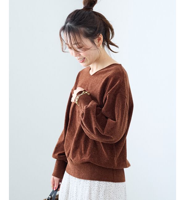  「モールヤーンVネックプルオーバー」|ニット・セーター|