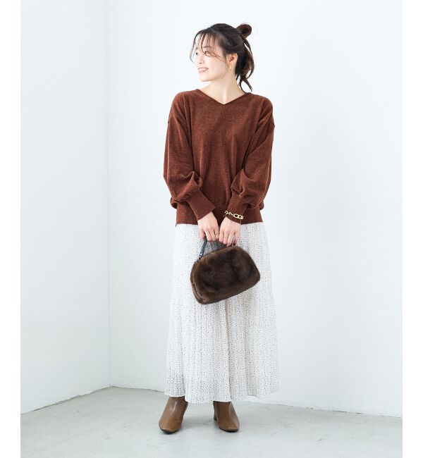  「モールヤーンVネックプルオーバー」|ニット・セーター|
