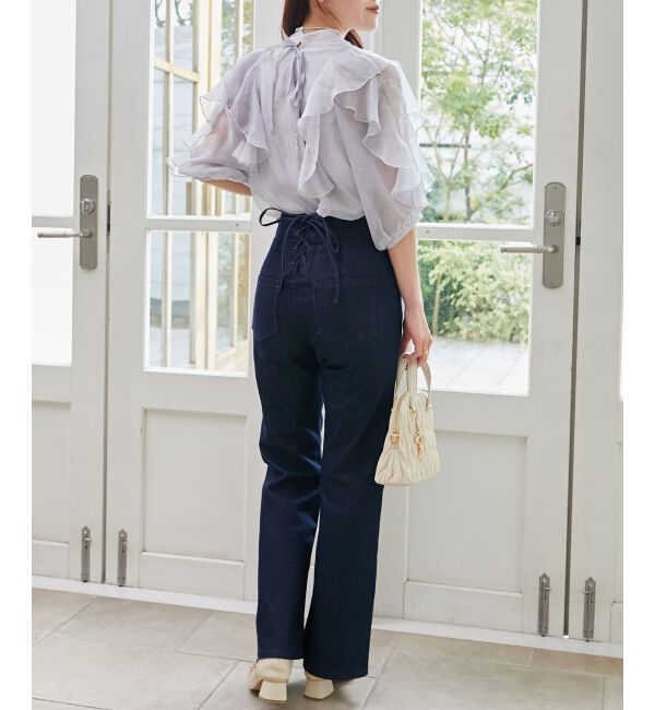 MAJESTICLEGON「美脚フレアパンツ」|その他|ネイビー