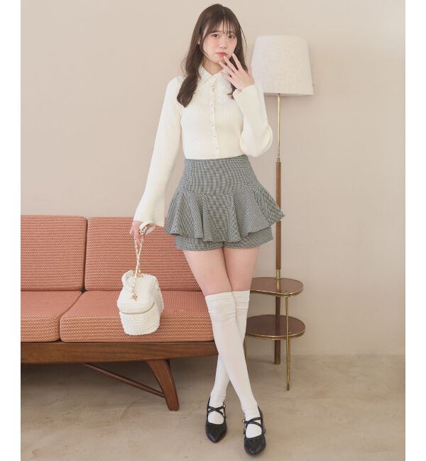  「レイヤードライクフレアショートスカパン」|キュロット|