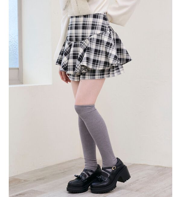  「レイヤードライクフレアショートスカパン」|キュロット|