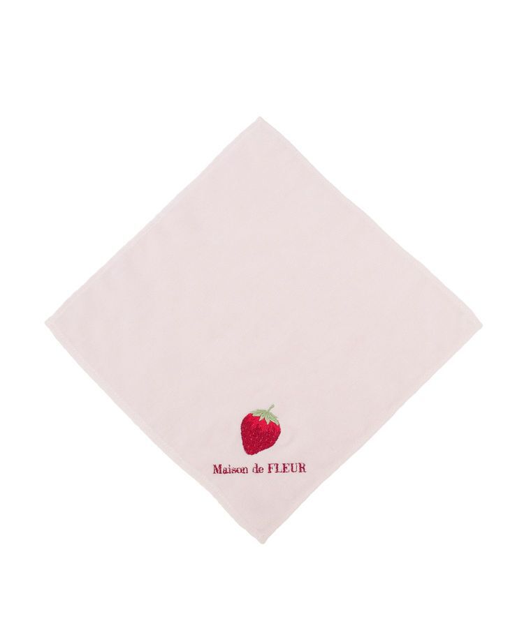 Maison de FLEUR「いちご刺繍タオルハンカチ」|ハンカチ|