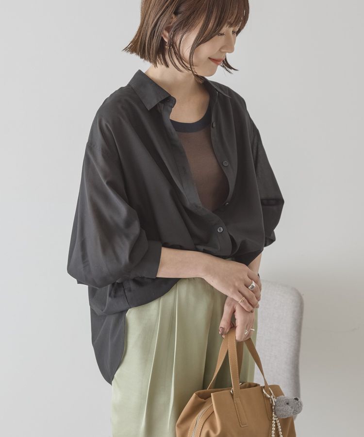 AMERICAN HOLIC「【イージーケア・UVカット】シアーラウンドシャツ」|シャツ・ブラウス|