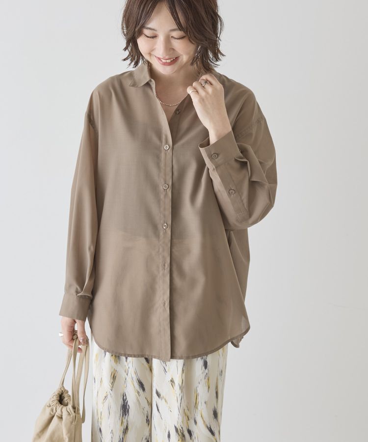 AMERICAN HOLIC「【イージーケア・UVカット】シアーラウンドシャツ」|シャツ・ブラウス|