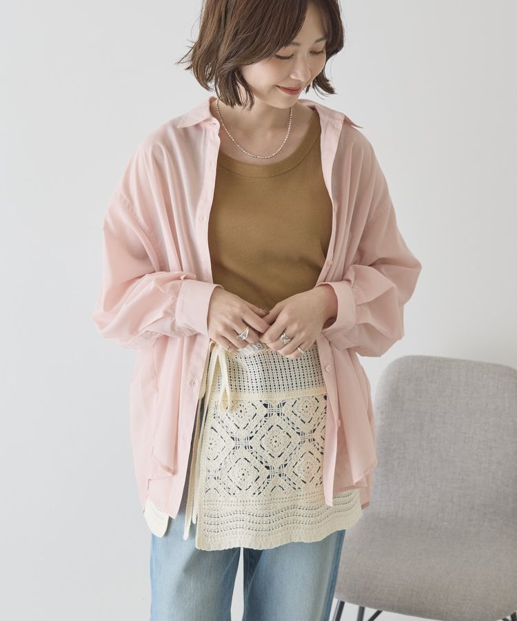 AMERICAN HOLIC「【イージーケア・UVカット】シアーラウンドシャツ」|シャツ・ブラウス|Pink