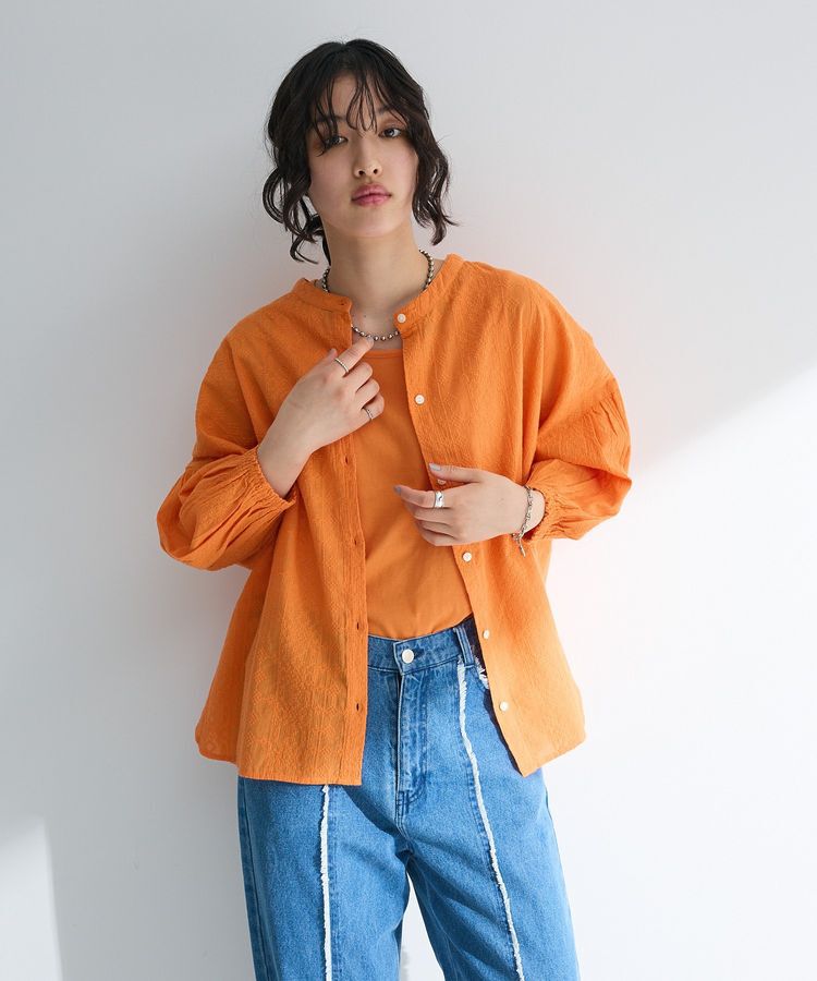 Green Parks「インド綿 SET2点 刺繍ブラウス+タンクトップ」|シャツ・ブラウス|Orange