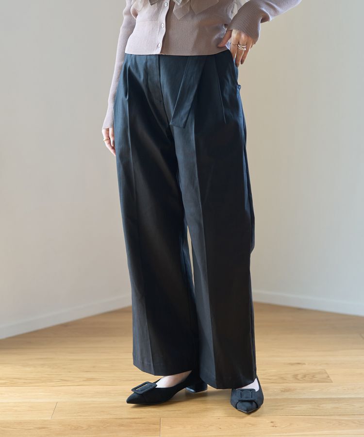 YECCA VECCA「ベルトデザインワイドパンツ」|その他|Black