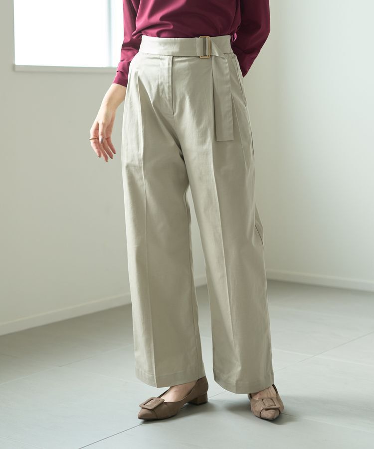 YECCA VECCA「ベルトデザインワイドパンツ」|その他|Light beige