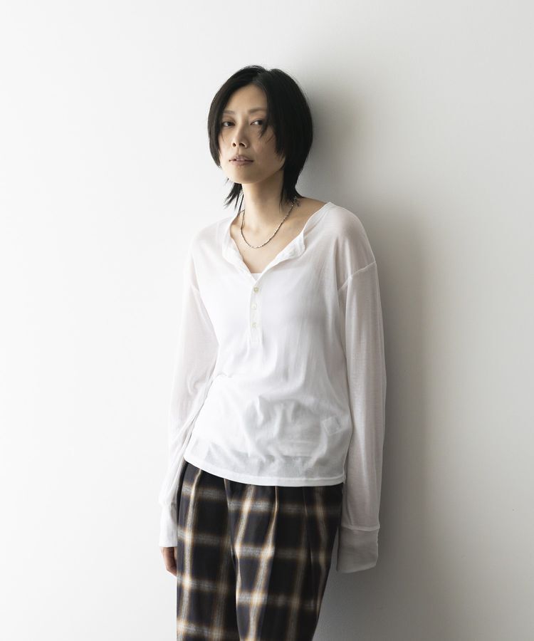 GARAGE OF GOOD CLOTHING「【日本製】シアーヘンリーネックプルオーバー」|Tシャツ・カットソー|White