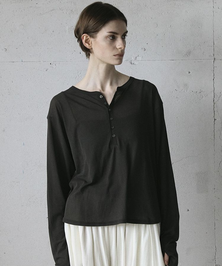 GARAGE OF GOOD CLOTHING「【日本製】シアーヘンリーネックプルオーバー」|Tシャツ・カットソー|Charcoal Gray