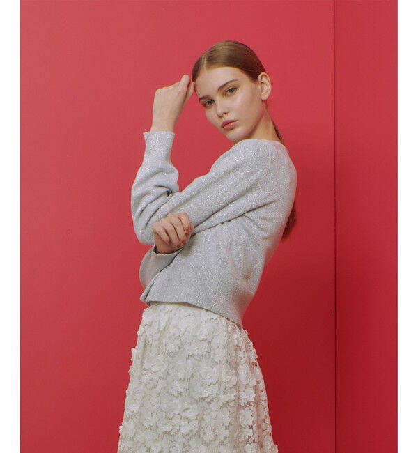 LOULOU WILLOUGHBY「【LOULOU WILLOUGHBY】ラメメランジェカーディガン」|カーディガン|オフホワイト