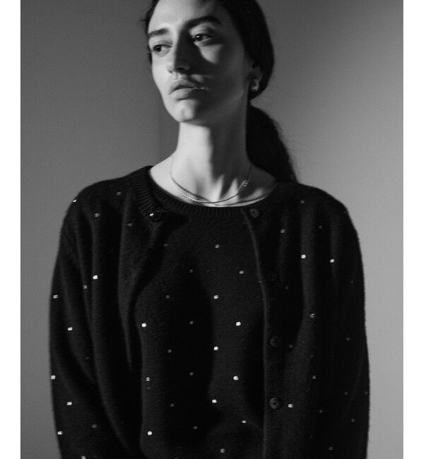 allureville「エンブロイダリードットフェイクファーカフスカーディガン」|カーディガン|